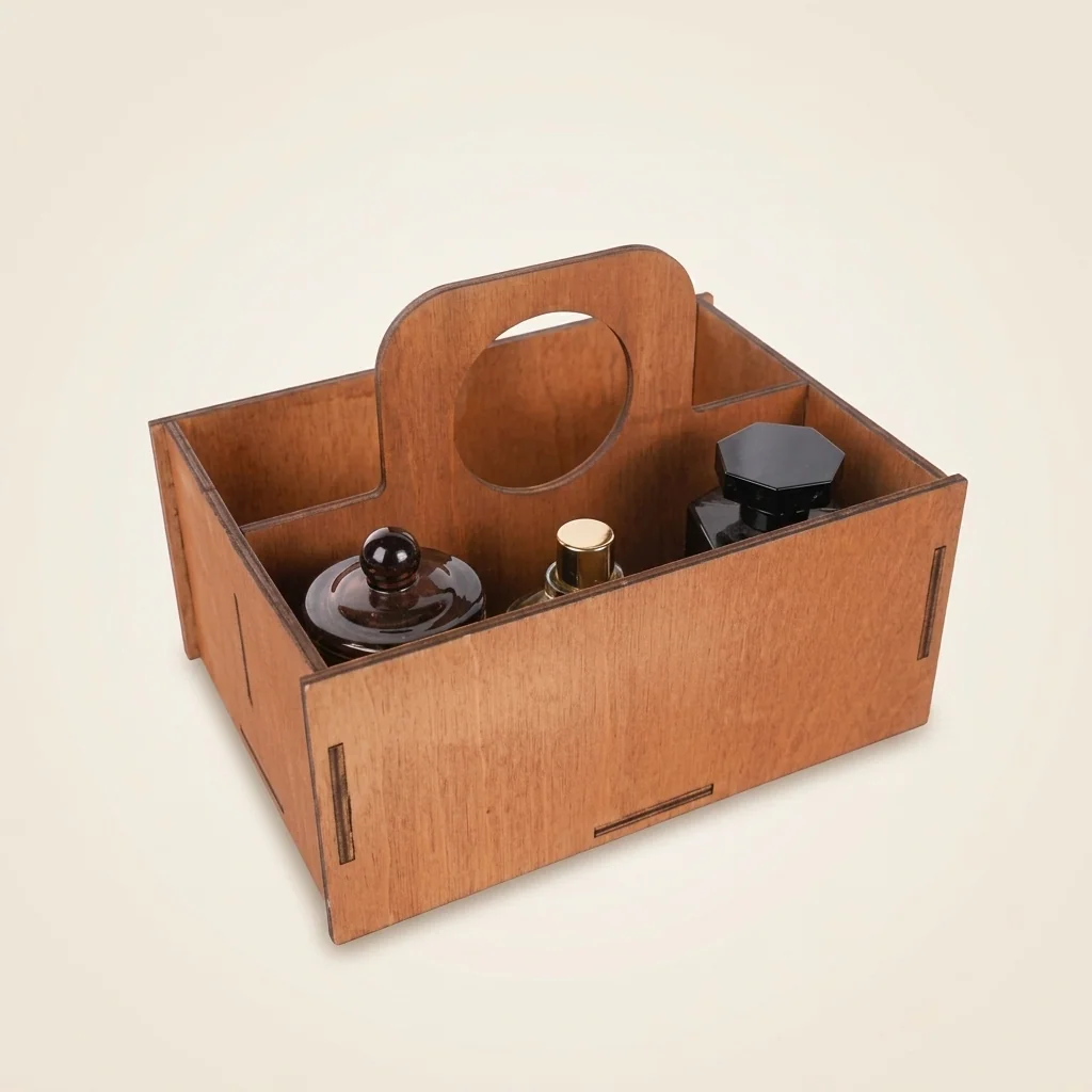 Caja organizadora con asa para botellas o frascos