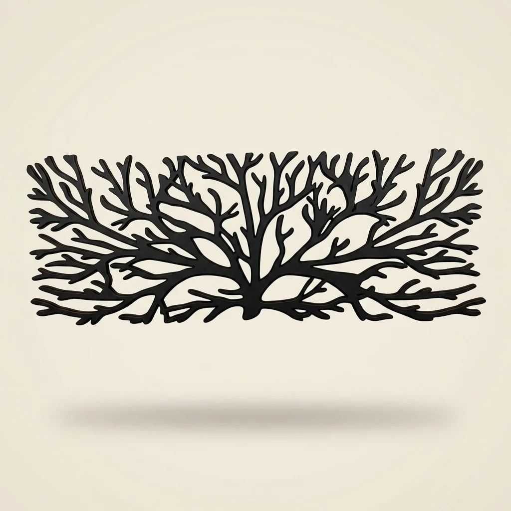 Cuadro árbol coral silueta en madera