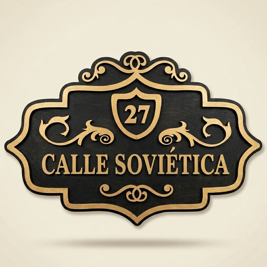 Placa de dirección decorativa con número de casa